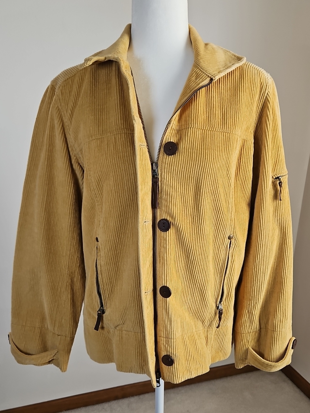 Sundance Corduroy Barn Jacket Yellow Zip Button 100 Cotton Western Cowgirl S